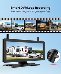 AUTO-VOX RV Wireless IR Backup Camera Plug and Play HD 1080P 7.2″ DVR 3-Channels