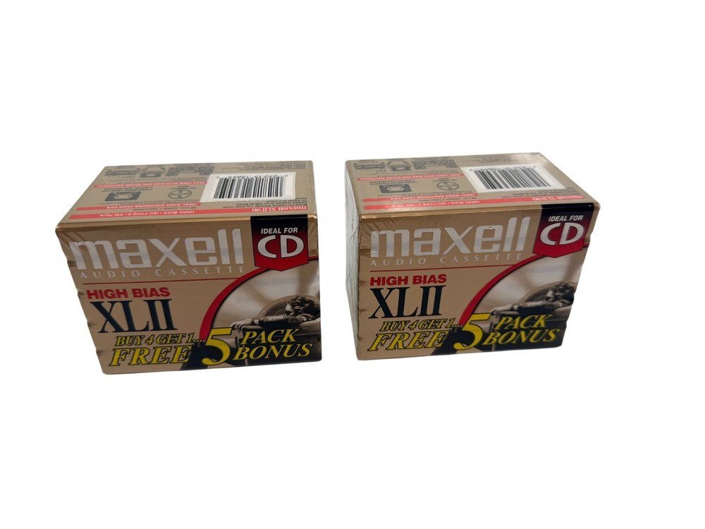 NEW 2 packs of 5 Vintage Maxell XLII 90 High Bias Audio Cassette Tape Sealed