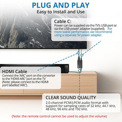 192Khz HDMI ARC Audio Extractor to Optical TOSLINK SPDIF & Coaxial Audio Splitte