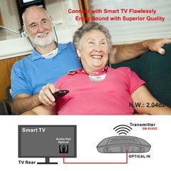 SIMOLIO Digital 2.4GHz Dual Wireless TV Headsets for Hearing Imparied, NEW