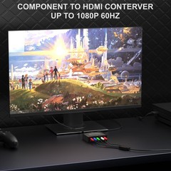 Component to Hdmi Converter, YPbPr + R/L Audio to HDMI Converter Aluminum All…