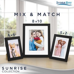 Icona Bay – 4×6 Black Picture Frame – Painted Solid One-Piece Wood 4×6,