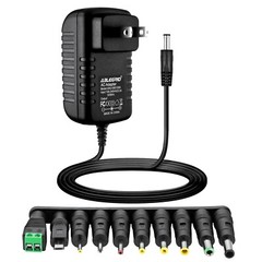 9V 1A AC Adapter with 10 Interchangeable Jacks For DC 9V 1A 1000mA Electronics