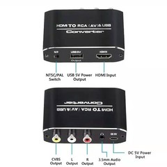 HDMI Input to RCA Output+3.5mm Audio Output HDMI to RCA Converter Adapter