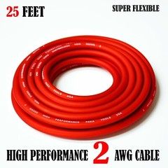 2 Gauge Wire RED , Amplifier Power/Ground Amp Wire 25 Feet Cable Roll