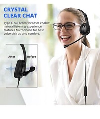 Over-Ear Gaming Headphone with Microphone Computer Wired Headset Black Plug In