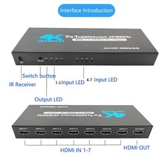 7 in 1 out HDMI2.0 Switcher with IR Remote 4K@60Hz HDMI 2.0 7×1 Support HDR new