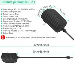 12V 1.5A Power Supply 18W AC Adapter 100-240V AC to DC Converter 12 Volt 1.5 Amp