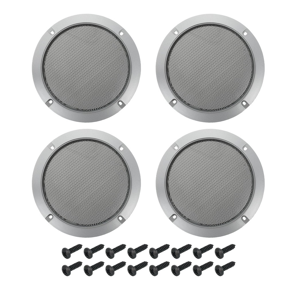 4 Pcs 5inch Black Speaker Grill Mesh Metal Cover Iron Gray ABS Frame
