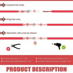 10-200pcs 22-18AWG Solder Seal Sleeve Heat Shrink Wire Connectors Butt Terminals