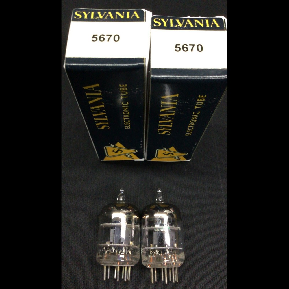 Matched Pair SYLVANIA 5670 Head Phone Amp O Getter Vintage VACUUM TUBES 9.9511