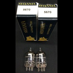 Matched Pair SYLVANIA 5670 Head Phone Amp O Getter Vintage VACUUM TUBES 9.9511