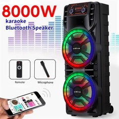 12” Dual Portable Bluetooth Speaker Subwoofer FM Heavy Bass Sound Karaoke W/Mic
