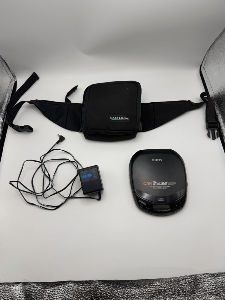 Sony D-835K Car Discman ESP Portable CD Player AC Adapter Case No Disc Read