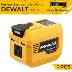 220W Power Inverter Compatible with Dewalt 18-20V Battery with 200lm LED Light