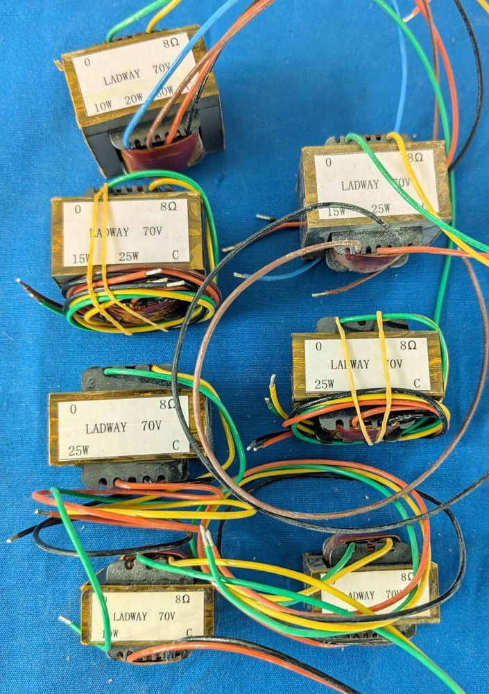 70 Volt Speaker Transformers, 7 Assorted Pcs, 10W, 25W, 15W+25W, 10W+20W+30W
