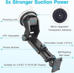 Backup Camera Monitor Mount – Windshield Suction Cup Mounting Bracket, Black