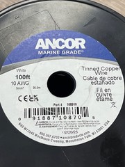 ANCOR 108910 WHITE 10 AWG Gauge 10 – 100 Feet 600v Marine Tinned Copper Wire New