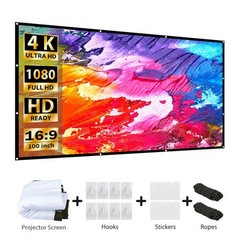 VANKYO 100″ Extra Thick HD Projector Screen 16:9 Home 4K Movie Theater Foldable