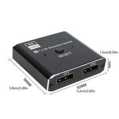 2 Port 8K DisplayPort Switch Splitter 1×2 2X1 Bi-Direction DP Switcher Converter