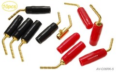 5-Pair Angled Screw-Type 2mm Speaker Wire Terminal Pin w/Rubber Boots
