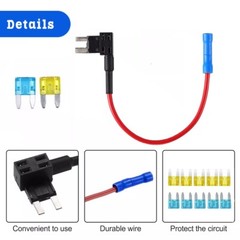 15PCS Fuse TAP Adapter Kit 12V 15 Amp 20Amp Car Add-a-circuit Mini ATM APM Blade