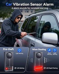 108dB Car Alarm System, Car Anti-Theft Vibration Sensor One Alarm(two remote)