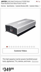 Jupiter 5000W Modified Sine Wave Inverter 63428 Short Circuit Protection