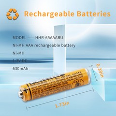 HHR-65AAABU AAA NI-MH Rechargeable Battery for Panasonic Cordless Phones 630mAh
