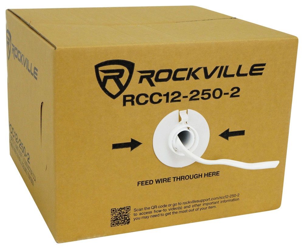 Rockville RCC12-250-2 CL2 Rated 12 AWG 250′ CCA Speaker Wire In Wall Ceiling 70V