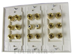 8.2 7.1 7.2 Home Theater Speaker Wall Plate Banana Binding Post 3-Gang – White