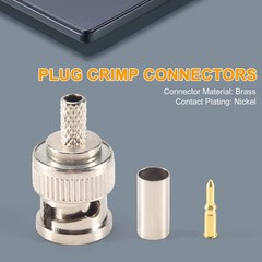 BNC 50 Ohm Crimp Connectors 10 Pack Male Plug Fit RG58 RG58A/U Cable Ferrule