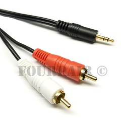 3ft (1/8″) 3.5mm AUX Stereo to 2 RCA Male Audio Y Cable Adapter Cord MP3 iPod