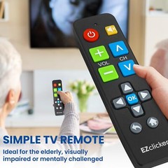 Big Button TV Remote for Seniors Universal Compatibility Easy to Use Black