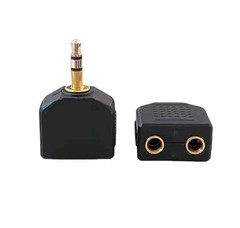1 Male to 2 Female Gold Plated 3.5mm Y Audio Splitter Headphone Adapter Black Y