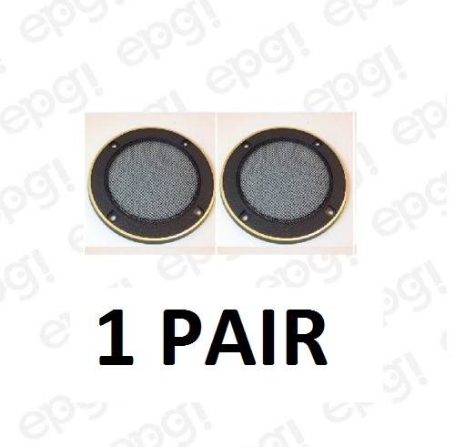 4-5/8″ ROUND SPEAKER GRILLS – PLASTIC METAL MESH – GOLD TRIM 1 PR #ZSGG31LRG-1PR