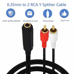 0.25M/0.8FT 6.35mm Female to 2 RCA Stereo Audio Y Splitter Cable,6.35mm 1/4 i…