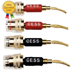 CESS-220 Pin Banana Plug to 4Mm Female Banana Jack/Speaker Wire, 4 Pack (Braided