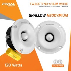 2x PRV 240W Shallow Super Tweeter Small Neodymium TW400Ti-Nd-4 SLIM WHITE 4 Ohm