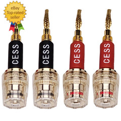 CESS-220 Pin Banana Plug to 4Mm Female Banana Jack/Speaker Wire, 4 Pack (Braided