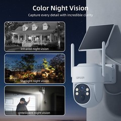 Camoon Home Security Camera System Solar Panel 360°PTZ Wireless 2K Outdoor Audio