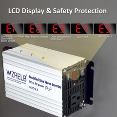 600W Power Inverter 12/24V DC to 110V 120V AC Peak Power 1200W Vehicle Emergency
