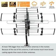 Five Star Outdoor TV Antenna 200 Miles Long Range Upgraded Yagi HD VHF UHF Su…