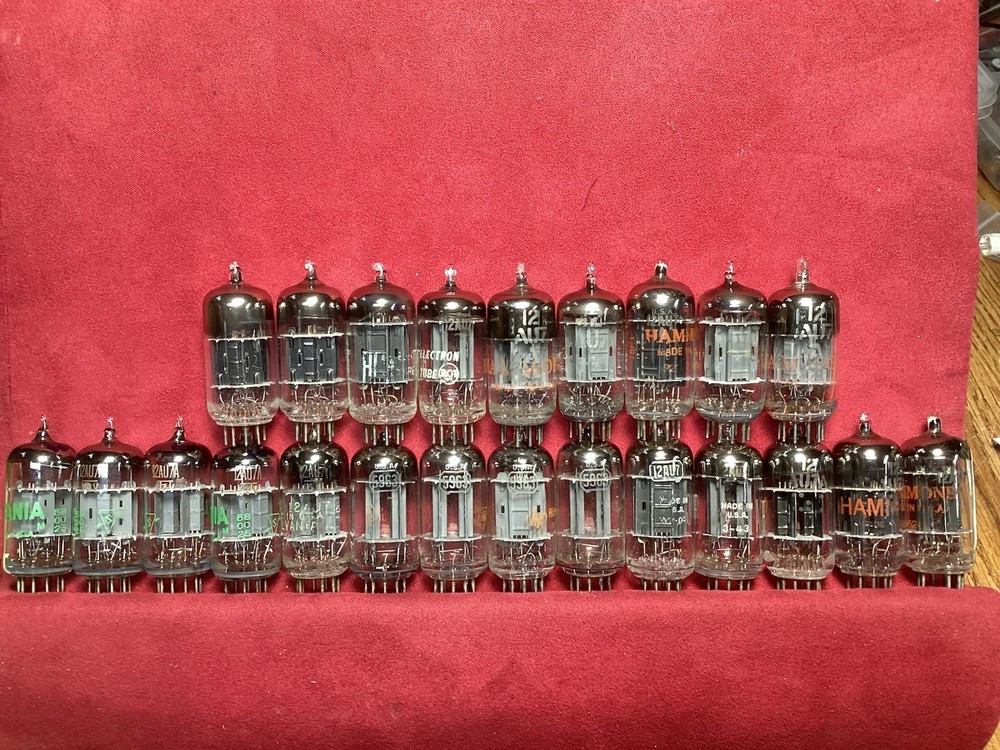 Lot Of 23 Tested 12AU7 Tubes..various US Brands All Vintage. Long &Short Plates
