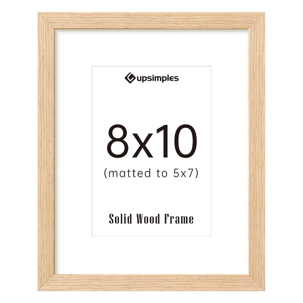 8×10 Picture Frame, Natural Solid Wooden 8×10, Matted to 5 x 7 – 3 Pack