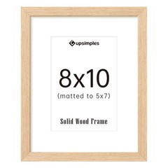 8×10 Picture Frame, Natural Solid Wooden 8×10, Matted to 5 x 7 – 3 Pack