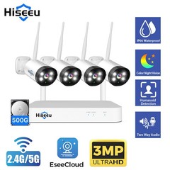Hiseeu 10CH NVR 3MP 2.4G/5G WIFI Outdoor Audio Security Camera System CCTV HDD
