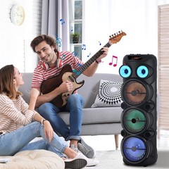 8000W Cylindrical Bluetooth Speaker w/ 3×8″ Woofers Karaoke Mic Heavy Bass Party