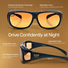Headlight Glasses with Polarized LED GlareCut Technology 501-45-46mm, Black