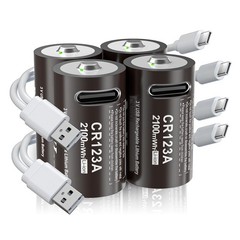 4Pack RCR123 CR123A CR123 Batteries 3V Lithium Li-ion USB Rechargeable w/ Cable